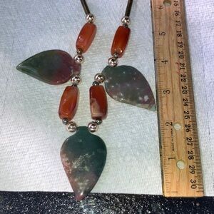 Vibrant Artisan Bloodstone and Carnelian Stone Necklace